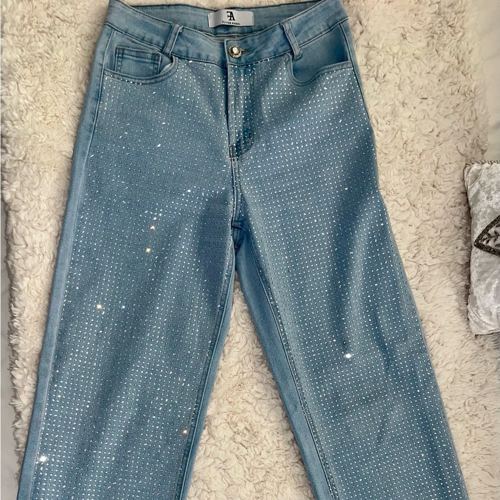Flying Angel: Crystal rhinestone Jeans